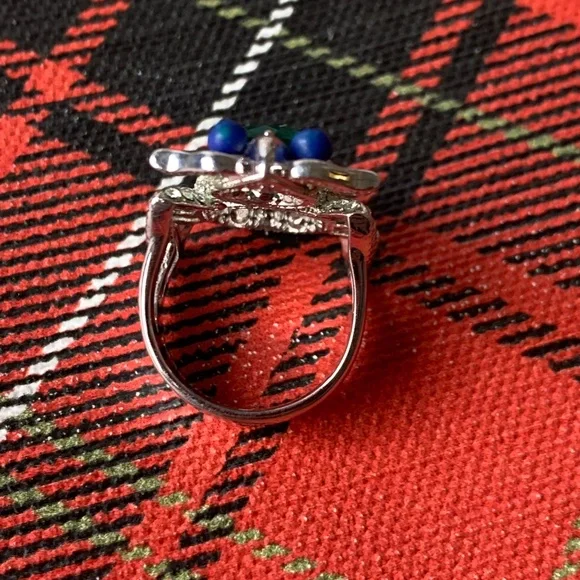 Vivienne Westwood Silver & Green Scarab Ring w/ Stones and Swarovski crystals - Picture 8 of 10